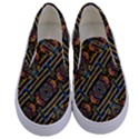 Electric Neon Lines Pattern Design Kids  Canvas Slip Ons View1