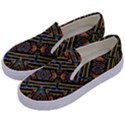 Electric Neon Lines Pattern Design Kids  Canvas Slip Ons View2