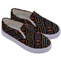 Electric Neon Lines Pattern Design Kids  Canvas Slip Ons View3