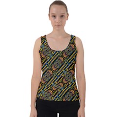 Electric Neon Lines Pattern Design Velvet Tank Top by dflcprintsclothing