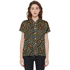 Electric Neon Lines Pattern Design Short Sleeve Pocket Shirt by dflcprintsclothing