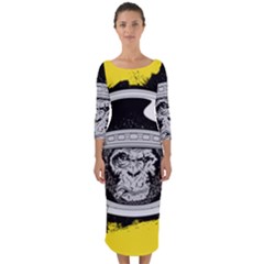 Spacemonkey Quarter Sleeve Midi Bodycon Dress by goljakoff