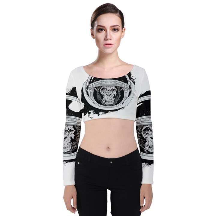 Spacemonkey Velvet Long Sleeve Crop Top