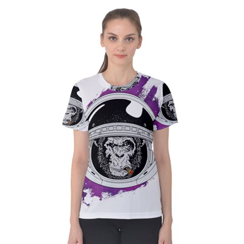 Purple Spacemonkey Women s Cotton Tee by goljakoff