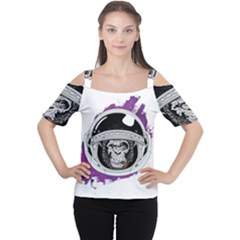 Purple spacemonkey Cutout Shoulder Tee