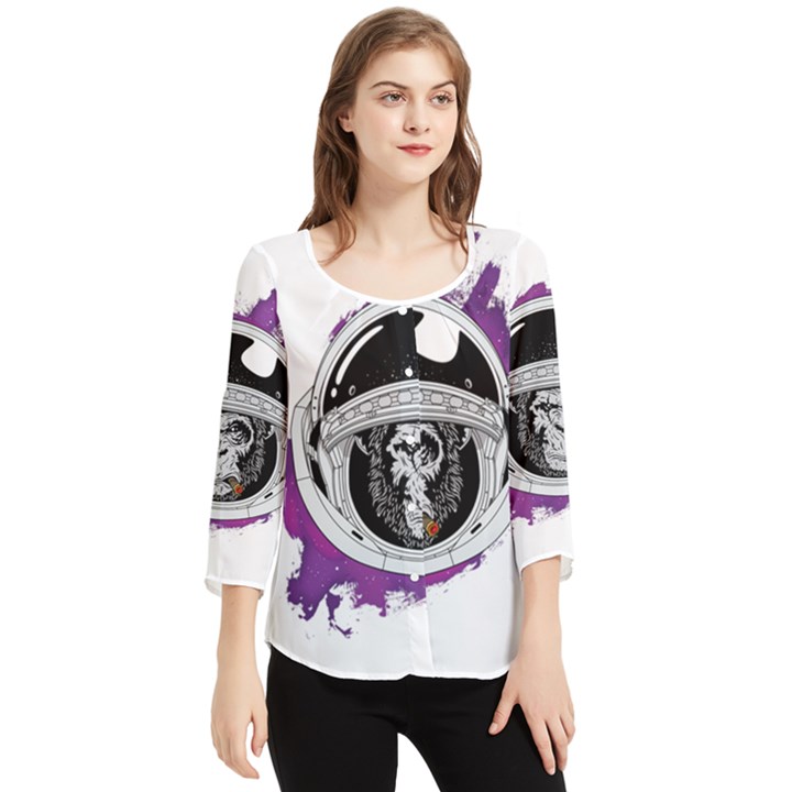 Purple spacemonkey Chiffon Quarter Sleeve Blouse