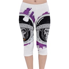 Purple Spacemonkey Velvet Capri Leggings  by goljakoff