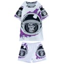 Purple spacemonkey Kids  Swim Tee and Shorts Set View1