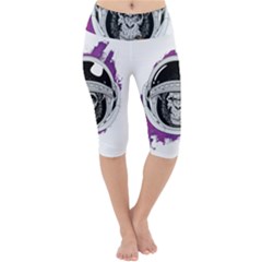 Purple Spacemonkey Lightweight Velour Cropped Yoga Leggings by goljakoff