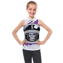 Purple spacemonkey Kids  Sleeveless Polo Tee