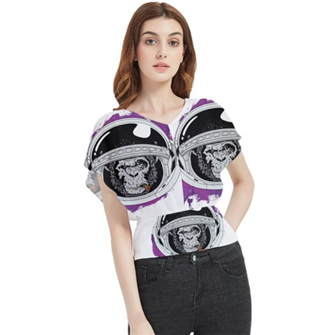 Purple Spacemonkey Butterfly Chiffon Blouse by goljakoff