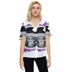 Purple Spacemonkey Bow Sleeve Button Up Top by goljakoff