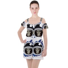 Spacemonkey Ruffle Cut Out Chiffon Playsuit