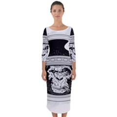 Spacemonkey Quarter Sleeve Midi Bodycon Dress