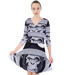 Spacemonkey Quarter Sleeve Front Wrap Dress