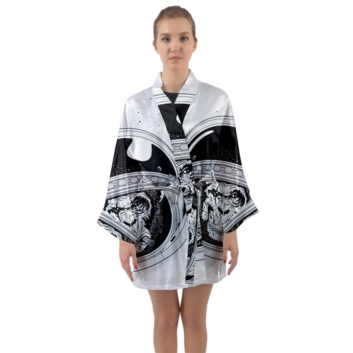 Spacemonkey Long Sleeve Satin Kimono