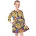 Golden palm leaves on the background of the mandala Kids  Quarter Sleeve Shirt Dress View1