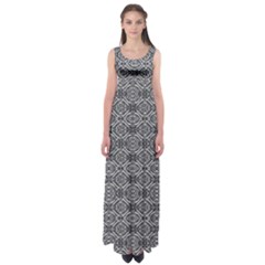 Silver Ornate Decorative Design Pattern Empire Waist Maxi Dress