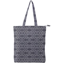 Silver Ornate Decorative Design Pattern Double Zip Up Tote Bag