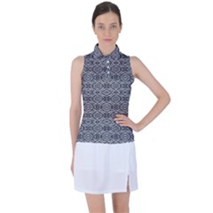 Silver Ornate Decorative Design Pattern Women s Sleeveless Polo Tee by dflcprintsclothing