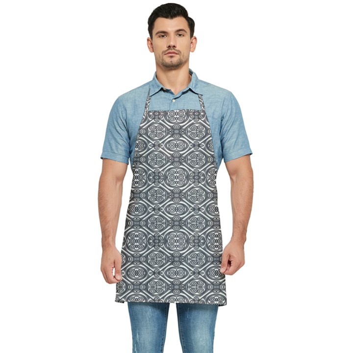 Silver Ornate Decorative Design Pattern Kitchen Apron