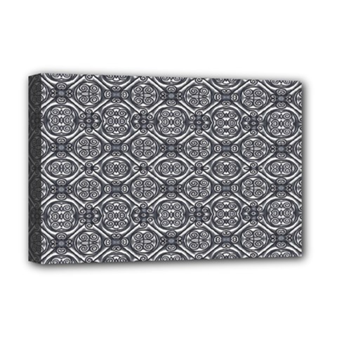 Silver Ornate Decorative Design Pattern Deluxe Canvas 18  X 12  (stretched) by dflcprintsclothing