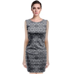 Silver Ornate Decorative Design Pattern Classic Sleeveless Midi Dress