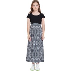 Silver Ornate Decorative Design Pattern Kids  Flared Maxi Skirt by dflcprintsclothing