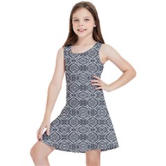 Silver Ornate Decorative Design Pattern Kids  Lightweight Sleeveless Dress