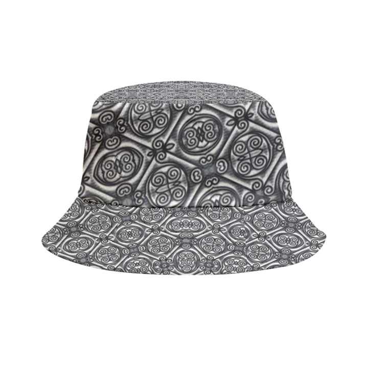 Silver Ornate Decorative Design Pattern Inside Out Bucket Hat