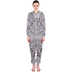 Monochrome Module Pattern Iv Hooded Jumpsuit (ladies)  by kaleidomarblingart