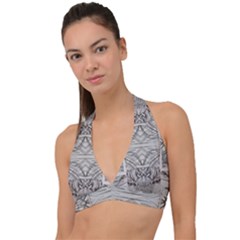 Monochrome Module Pattern Iv Halter Plunge Bikini Top by kaleidomarblingart