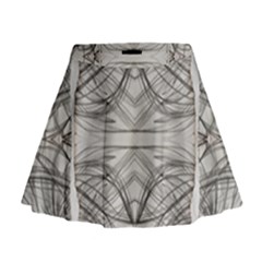 Monochrome Module Pattern Iv Mini Flare Skirt by kaleidomarblingart