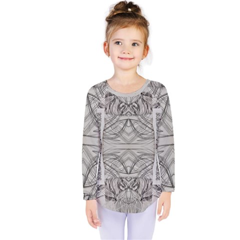 Monochrome Module Pattern Iv Kids  Long Sleeve Tee by kaleidomarblingart