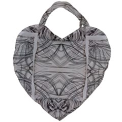 Monochrome Module Pattern Iv Giant Heart Shaped Tote by kaleidomarblingart