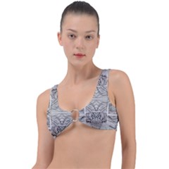 Monochrome Module Pattern Iv Ring Detail Bikini Top by kaleidomarblingart