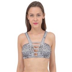 Monochrome Module Pattern Iv Cage Up Bikini Top by kaleidomarblingart