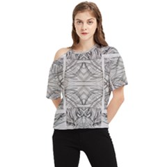 Monochrome Module Pattern Iv One Shoulder Cut Out Tee by kaleidomarblingart