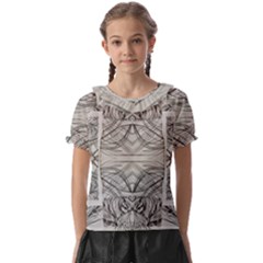 Monochrome Module Pattern Iv Kids  Frill Chiffon Blouse by kaleidomarblingart