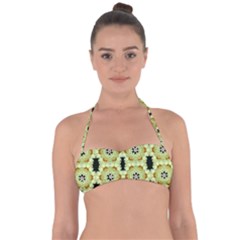 Summer Sun Flower Power Over The Florals In Peace Pattern Halter Bandeau Bikini Top by pepitasart