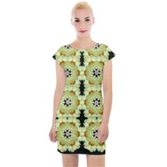 Summer Sun Flower Power Over The Florals In Peace Pattern Cap Sleeve Bodycon Dress by pepitasart