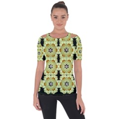 Summer Sun Flower Power Over The Florals In Peace Pattern Shoulder Cut Out Short Sleeve Top by pepitasart