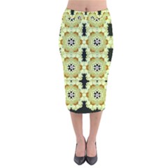 Summer Sun Flower Power Over The Florals In Peace Pattern Velvet Midi Pencil Skirt by pepitasart