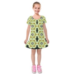 Summer Sun Flower Power Over The Florals In Peace Pattern Kids  Short Sleeve Velvet Dress by pepitasart