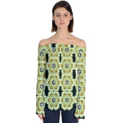 Summer Sun Flower Power Over The Florals In Peace Pattern Off Shoulder Long Sleeve Top by pepitasart