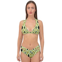 Summer Sun Flower Power Over The Florals In Peace Pattern Double Strap Halter Bikini Set by pepitasart