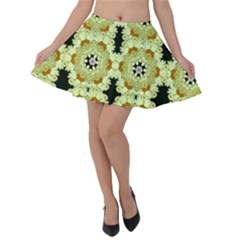 Summer Sun Flower Power Over The Florals In Peace Pattern Velvet Skater Skirt by pepitasart