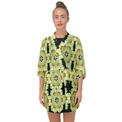 Summer Sun Flower Power Over The Florals In Peace Pattern Half Sleeve Chiffon Kimono by pepitasart