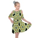 Summer Sun Flower Power Over The Florals In Peace Pattern Kids  Shoulder Cutout Chiffon Dress View1