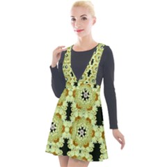 Summer Sun Flower Power Over The Florals In Peace Pattern Plunge Pinafore Velour Dress by pepitasart